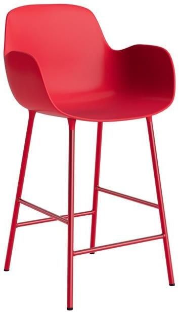 Normann Copenhagen Form Barkruk High 65 cm met Armleuning Staal Bright Red