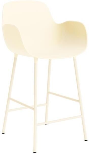 Normann Copenhagen Form Barkruk High 65 cm met Armleuning Staal Crème