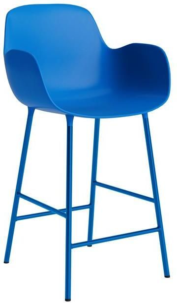Normann Copenhagen Form Barkruk High 75 cm met Armleuning Staal Bright Blue