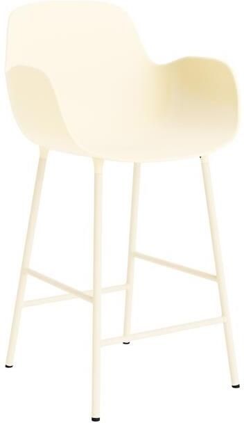 Normann Copenhagen Form Barkruk High 75 cm met Armleuning Staal Crème