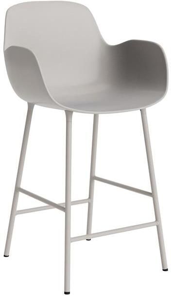 Normann Copenhagen Form Barkruk High 75 cm met Armleuning Staal Warm Grijs