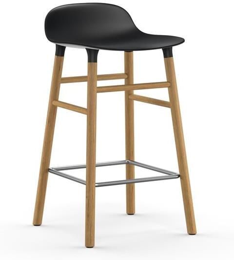 Normann Copenhagen Form Barstool Barkruk 65cm Met Eiken Onderstel Zwart - Foto 2