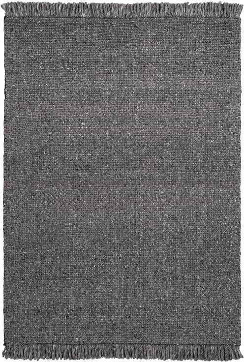 Decor24-OB Handgeweven laagpolig vloerkleed Eskil Wol Antraciet 200x290 cm