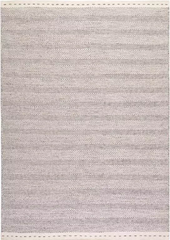 Decor24-OB Handgeweven laagpolig vloerkleed Jaipur Wol Zilver 120x170 cm