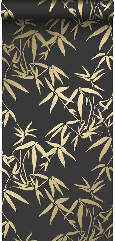 Origin luxury wallcoverings Origin Wallcoverings behang bamboe bladeren zwart en goud 0 53 x 10