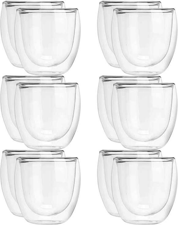 OTIX Dubbelwandige koffieglazen Koffiekopjes Koffietassen 245 ml Se...