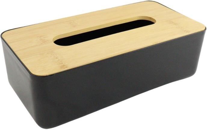 OTIX Tissue box Houder Zwart 26x13.2x8.8 cm Bamboe en kunststof