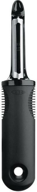 OXO Good Grips dunschiller met aardappeloog verwijderaar zwart