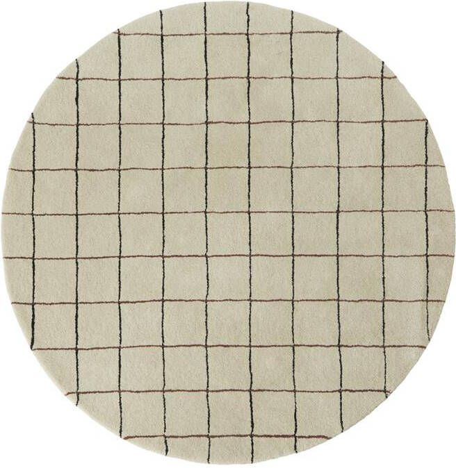 OYOY Grid Circle Vloerkleed Off white