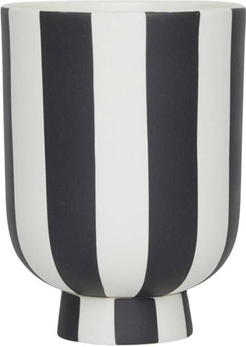 OYOY LIVING Toppu Vaas Ø 8 cm Zwart Wit