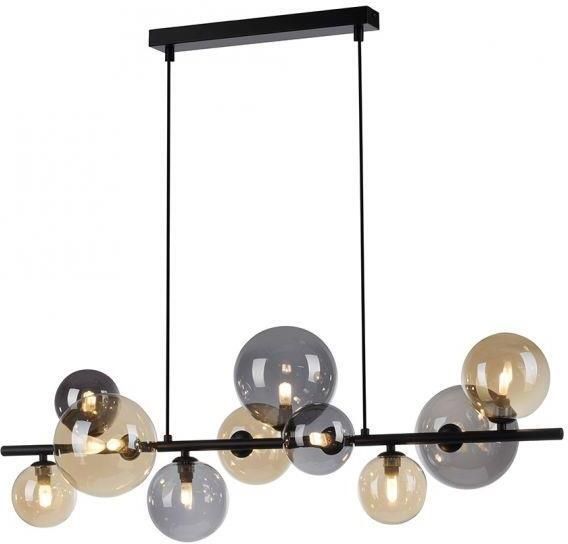 Paul Neuhaus Hanglamp Popsicle Zwart Smoke Amber Glas 85cm