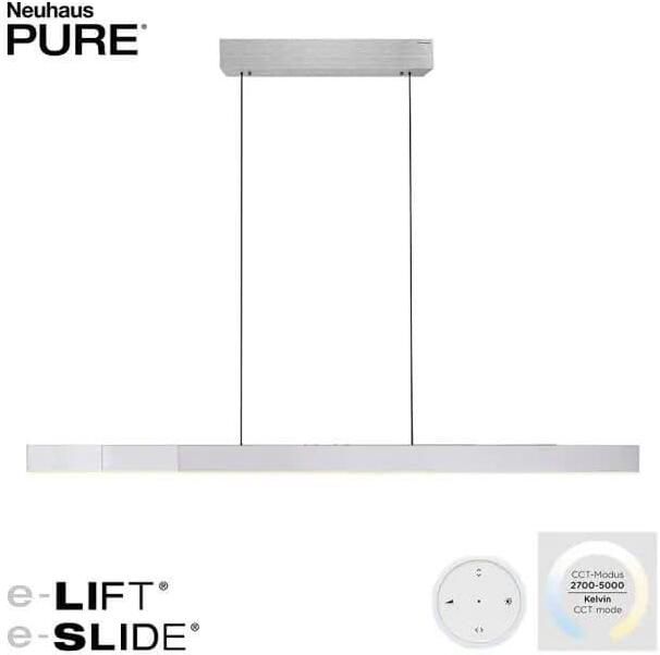 Lamponline Paul Neuhaus Hanglamp e-Lift + e-Slide L 120-200 cm mat chroom - Foto 2