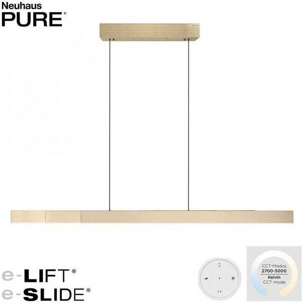 Lamponline Paul Neuhaus Hanglamp e-Lift + e-Slide L 120-200 cm mat goud - Foto 2