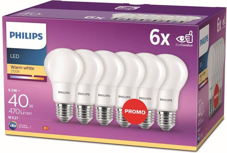 Philips Energiezuinige LED Lamp Mat 40 W E27 warmwit licht 6 …