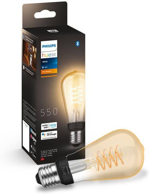 Philips Hue filament edisonlamp ST64 warmwit licht 1-pack E27 W… - Foto 1