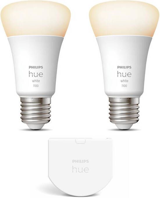 Philips Hue Uitbreidingspakket White E27 2 Lampen en Wall Switch - Foto 1