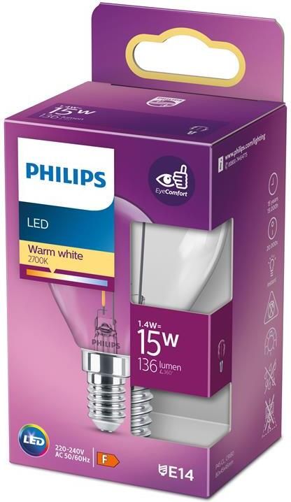 Philips LED Kogellamp Transparant 15 W E14 warmwit licht