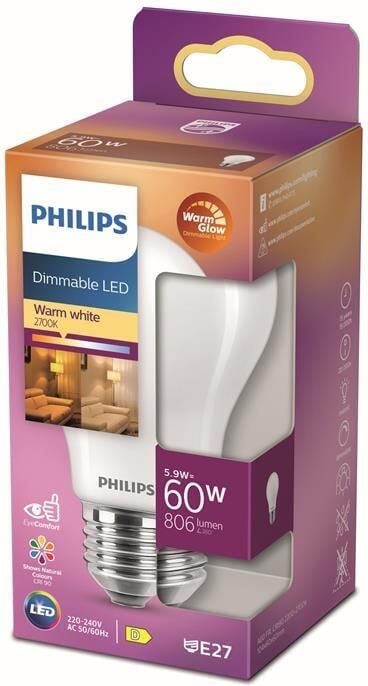 Philips LED Lamp Mat 60 W E27 Dimbaar warmwit licht