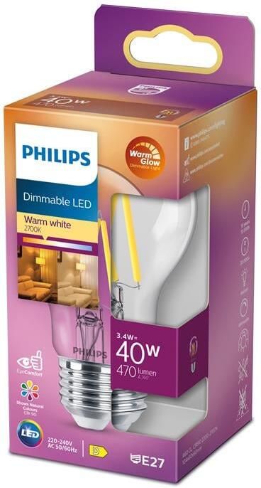 Philips LED Lamp Transparant 40 W E27 Dimbaar warmwit licht