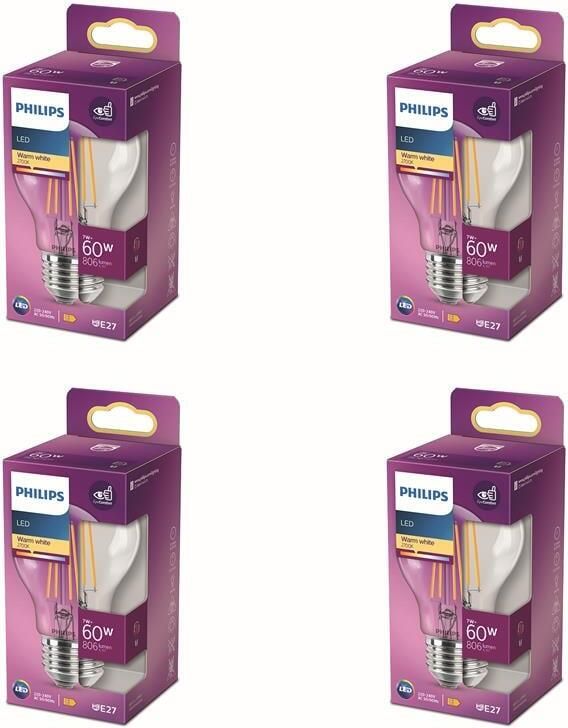 Philips Voordeelverpakking E27 LED Standaardlamp Set van 4 Stuks
