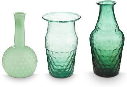 Pip Studio Bloemenvaas Blauw-groen Glazen vaas Set van 3 vazen