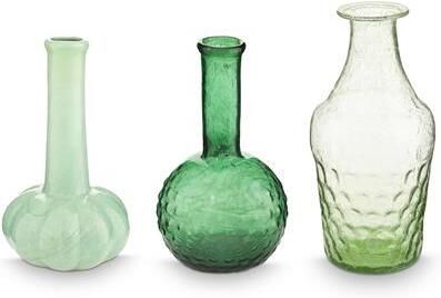 Pip Studio Bloemenvaas Groene Glazen vaas Set van 3 vazen