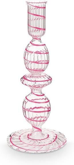 Pip Studio Kandelaar Woonaccessoires Roze Glas Swirl 20cm