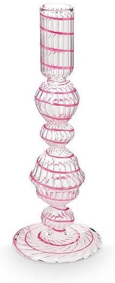 Pip Studio Kandelaar Woonaccessoires Roze Glas Swirl 22cm