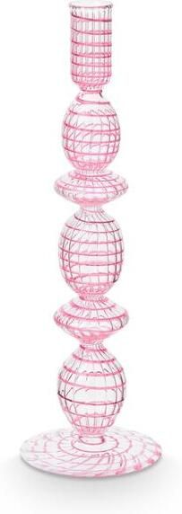 Pip Studio Kandelaar Woonaccessoires Roze Glas Swirl 28cm