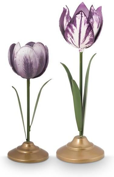 Pip Studio Tulpen Kandelaar Woonaccessoire Lila 21cm 2 stuks