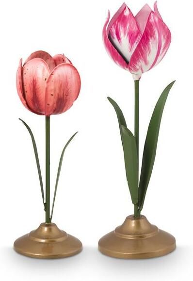 Pip Studio Tulpen Kandelaar Woonaccessoire Roze 21cm 2 stuks