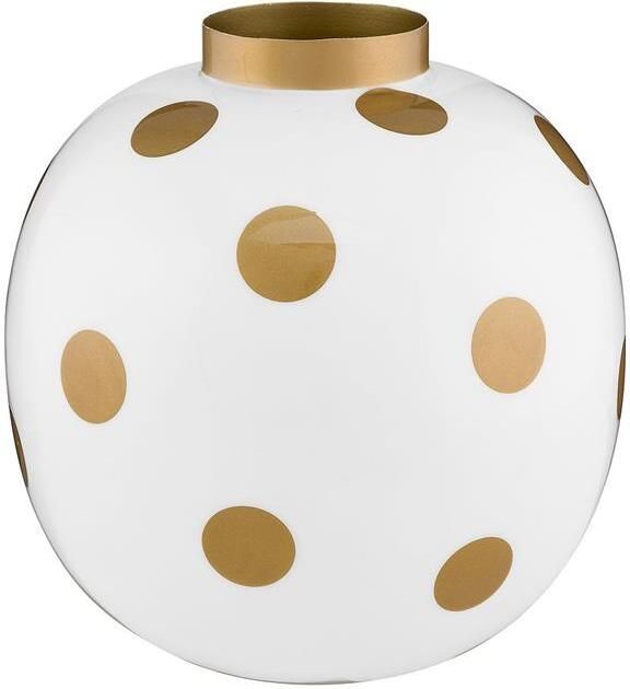 Pip Studio Vaas Dots Bloemenvaas van Metaal Wit| Goud 23cm