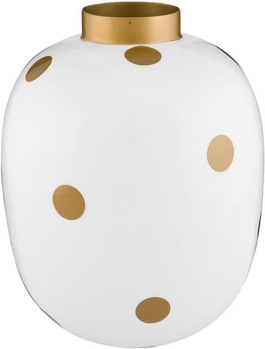 Pip Studio Vaas Dots Bloemenvaas van Metaal Wit| Goud 32cm