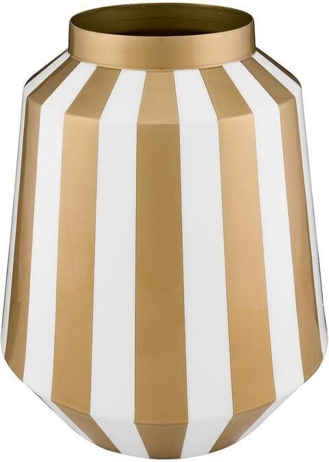 Pip Studio Vaas Stripes Bloemenvaas van Metaal Wit| Goud 24x29cm