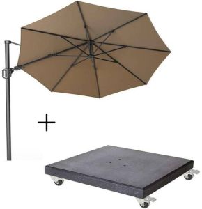 Platinum Challenger T² zweefparasol Ø350cm rond | taupe + Premium