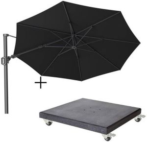 Platinum Challenger T² zweefparasol Ø350cm rond zwart + Premium Modena
