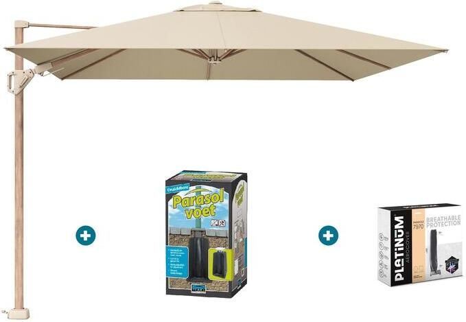 Platinum Challenger Premium T2 3x3 m Champagne Teak met ingraafvoet en hoes