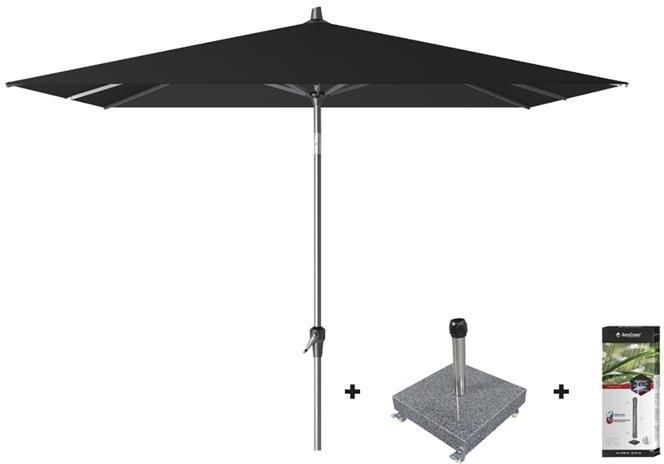 Platinum Riva stokparasol 2.5x2.5 Black met voet en hoes