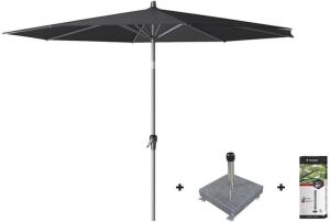 Platinum Riva parasol 3 m. rond Premium Faded Black + voet + hoes