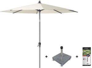 Platinum Riva stokparasol 2 5 m. rond Ecru met voet en hoes