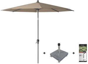 Platinum Riva stokparasol 2 5 m. rond Taupe met voet en hoes