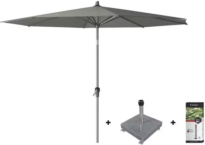 Platinum Riva stokparasol 3 m. rond Olive met voet en hoes