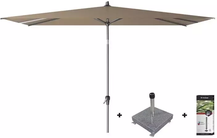 Platinum Riva stokparasol 3x2 Taupe met voet en hoes