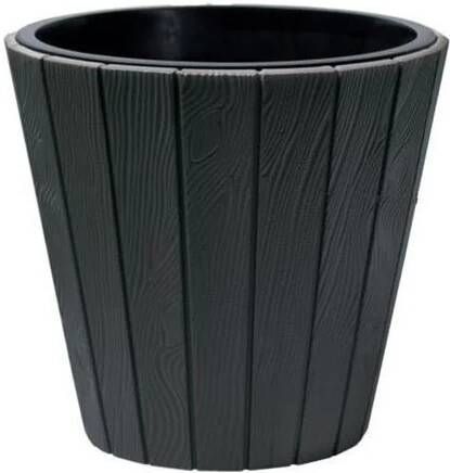 Prosperplast Plantenpot Wood Style kunststof antraciet D40 cm