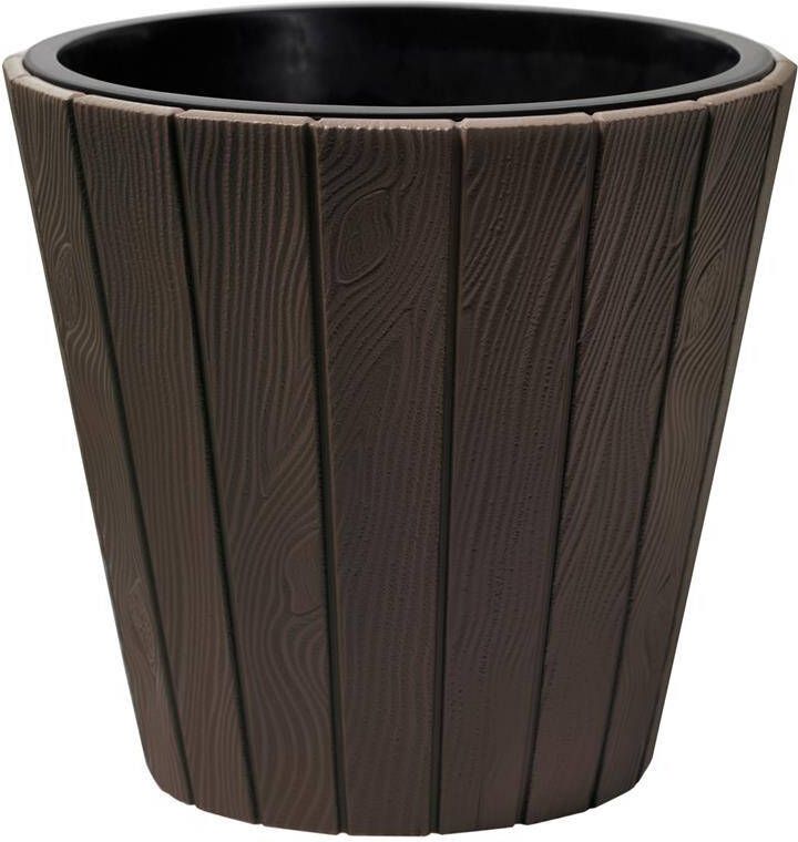 Prosperplast Plantenpot Wood Style kunststof donkerbruin D40 cm