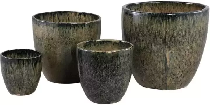 PTMD Elizabeth Green ceramic pot shiny round SV4