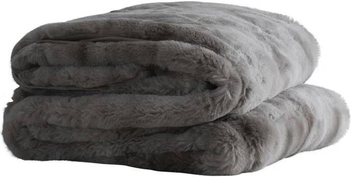 PTMD Linde Plaid 150 x 200 x 2 cm Fluweel Grijs