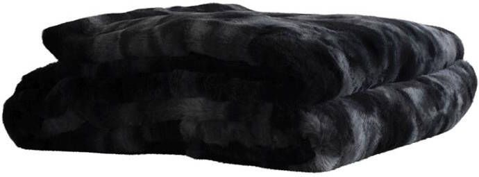 PTMD Linde Plaid 220 x 240 x 2 cm Fluweel Zwart