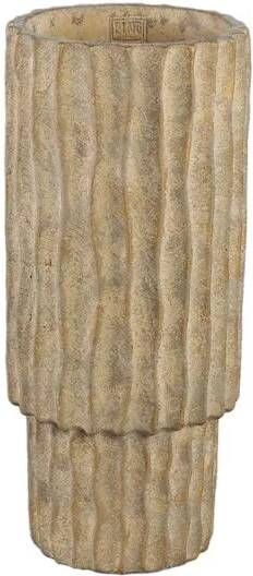 PTMD Mitty Brown cement pot wavy ribs round high S
