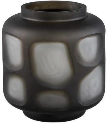 PTMD Azize Green Carved Glass Round Vase On Base S